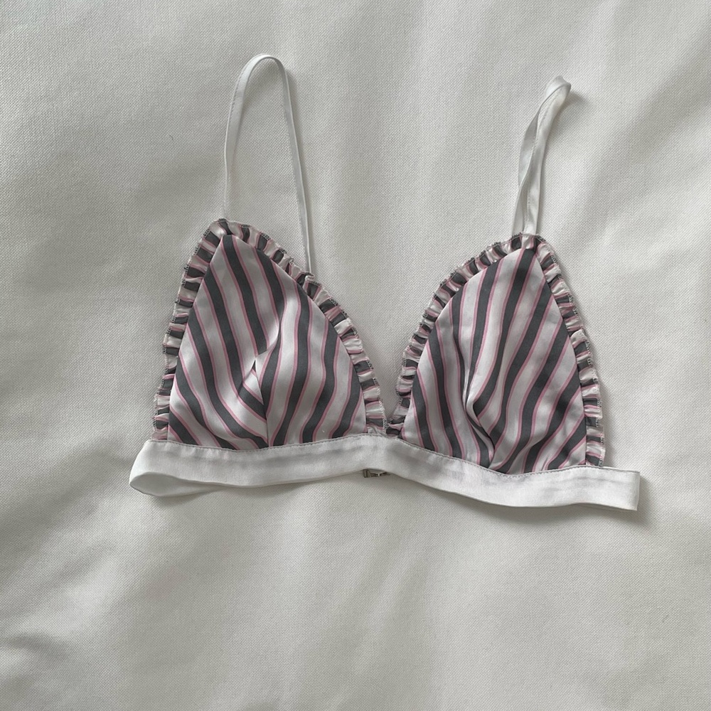 Missguided Pink Candystripe PJ Bralette Top - size 6